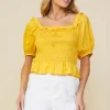 Jacquard Satin Smocked Top