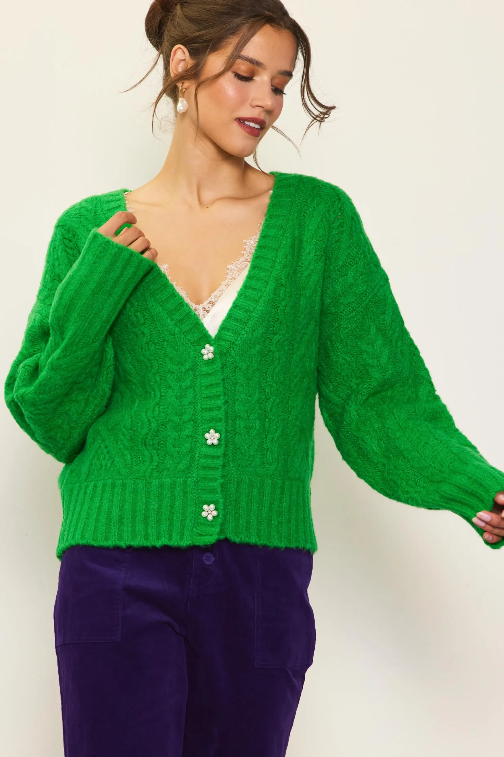 Jewel Button Detail Cardigan