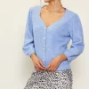 Jewelry Button Puff Sleeve Cardigan