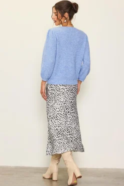 Jewelry Button Puff Sleeve Cardigan