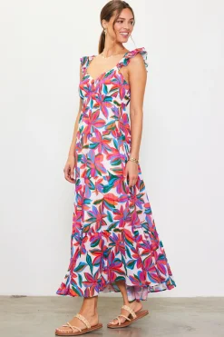 Juliette Floral Print Ruffle Sleeve Maxi Dress