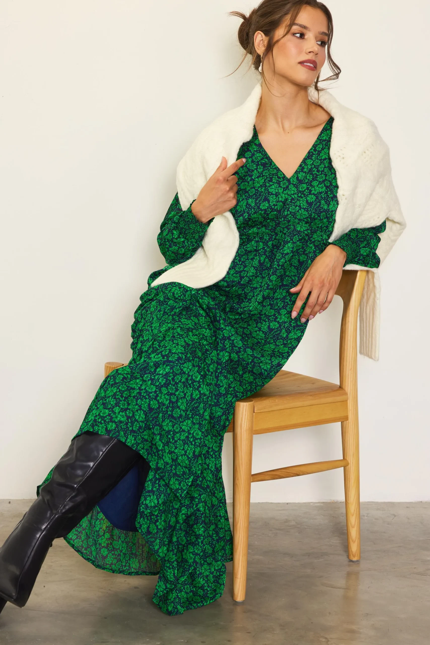 Lily Print Longsleeve Maxi Dress