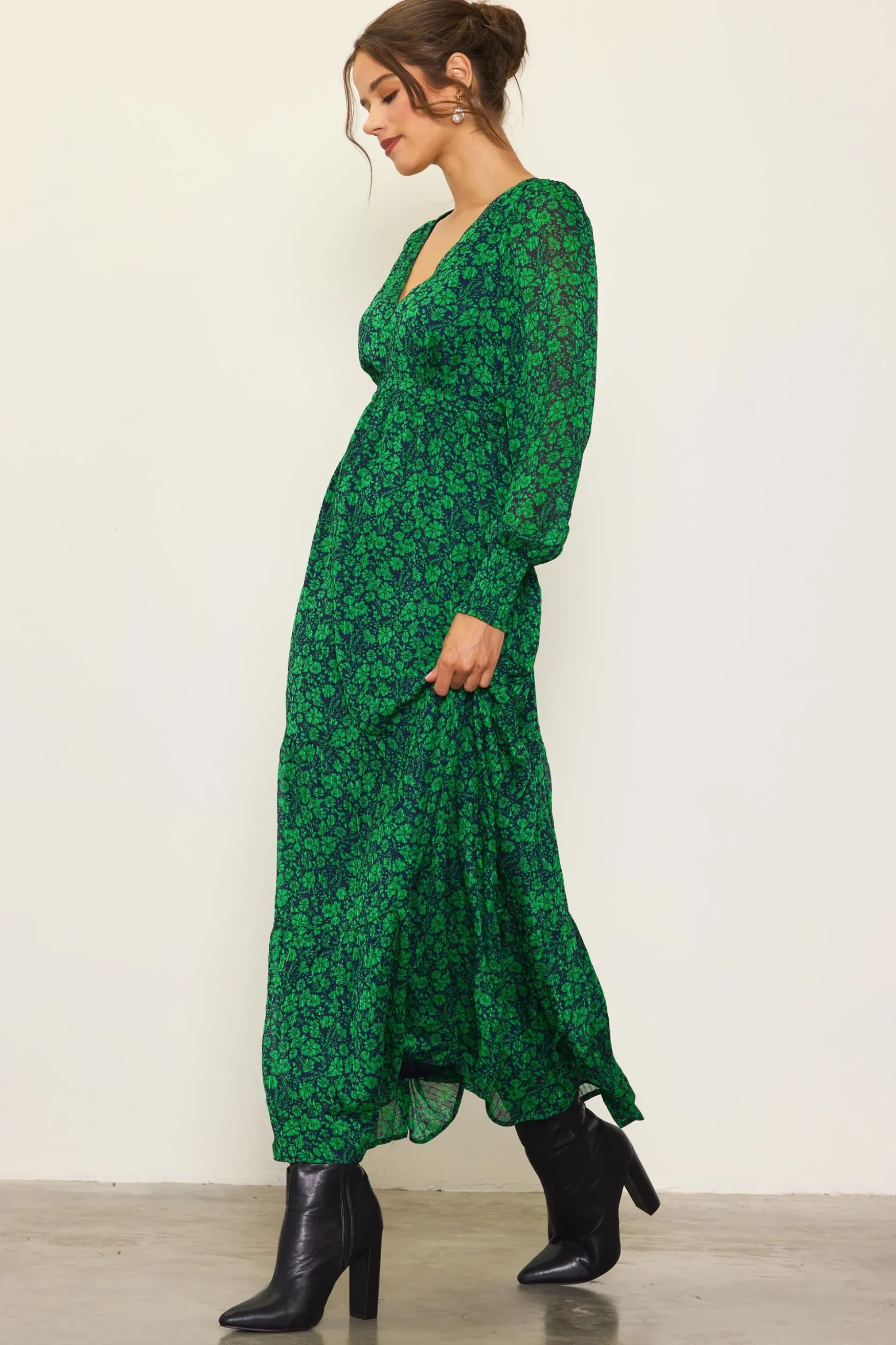 Lily Print Longsleeve Maxi Dress