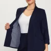 Linen Blend Three-Quarter Sleeve Blazer
