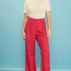 Linen Blend Wide Leg Trousers
