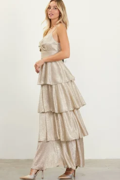 Lurex Tiered Maxi Dress