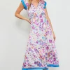 Magnolia Border Print Flutter Sleeve Dress