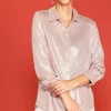 Metallic Foil Button Down Shirt