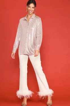 Metallic Foil Button Down Shirt