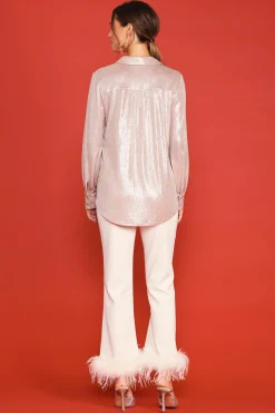 Metallic Foil Button Down Shirt