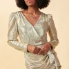 Metallic Foil Wrap Dress