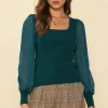 Mixed Media Contrast Knit Top