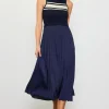 Mixed Media Pleated Midi Dress