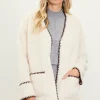 Noelle Contrast Stitch Detail Sherpa Coat