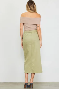 Off Shoulder Ribbed Knit Top