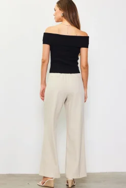 Off Shoulder Ribbed Knit Top
