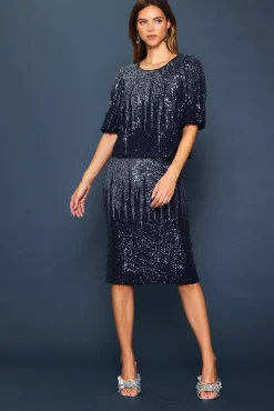 Ombre Sequin Midi Skirt
