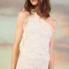 One Shoulder Ruffle Trim Lace Top