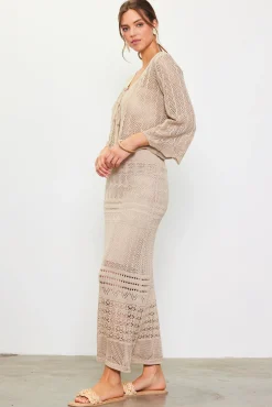 Open Knit Midi Skirt