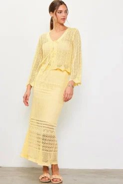 Open Knit Midi Skirt