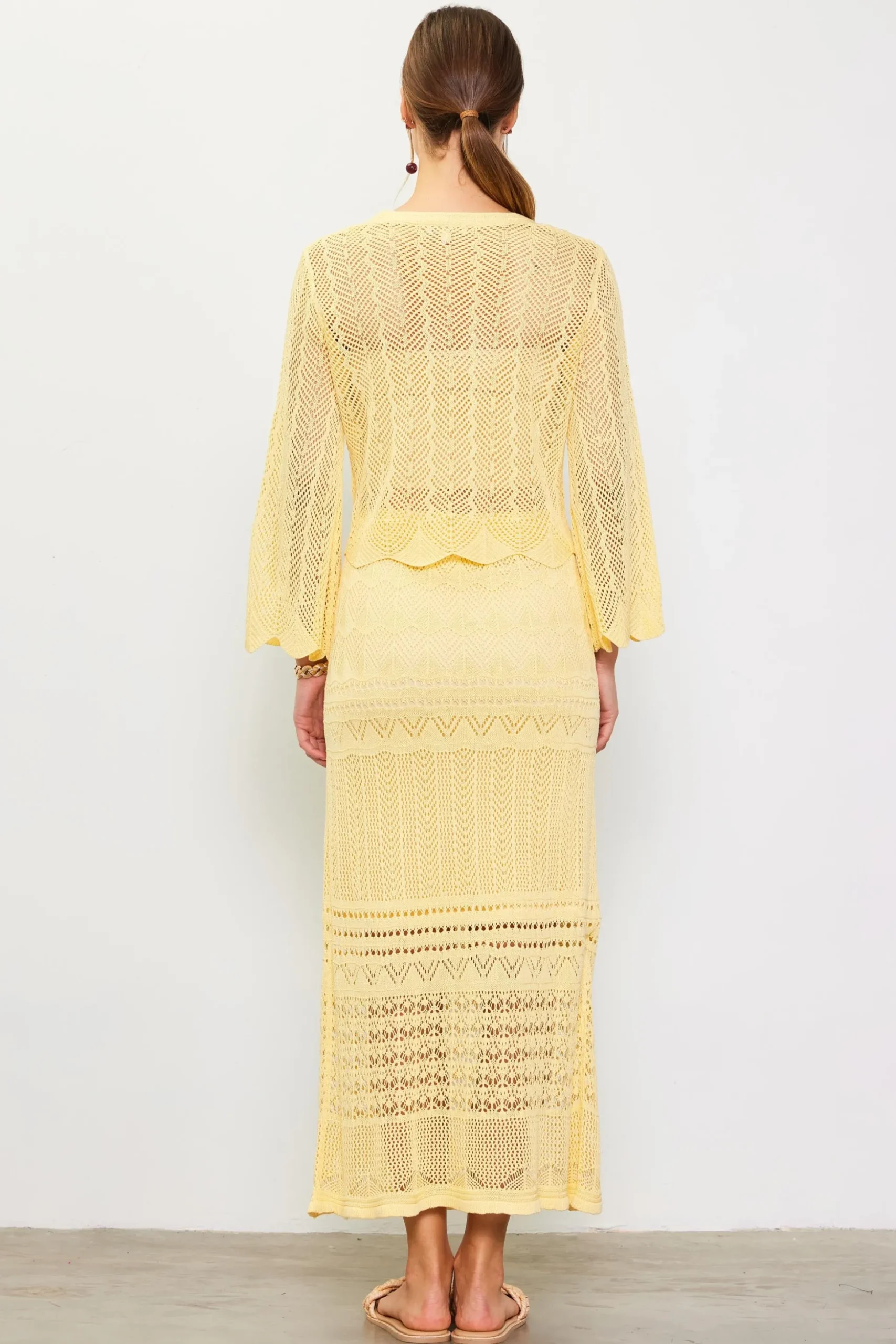 Open Knit Midi Skirt
