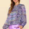 Paisley Motif Smocked Detail Top