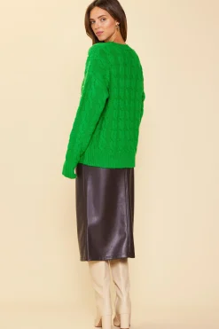 Pearl Detail Cable Knit Sweater