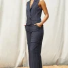 Pinstriped Cargo Wide Leg Pants