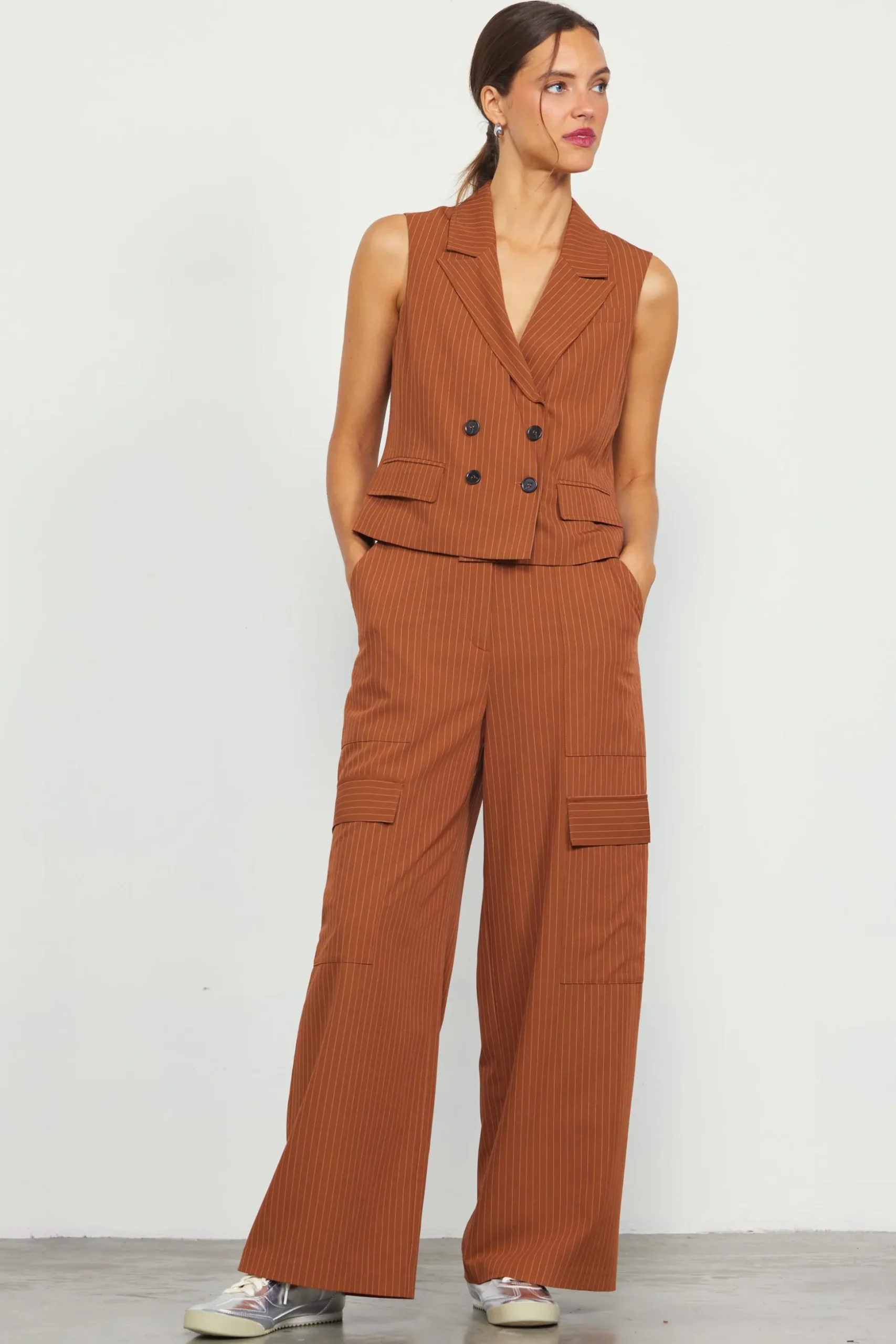 Pinstriped Double Breasted Vest