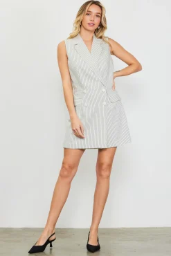 Pinstriped Double Breasted Romper