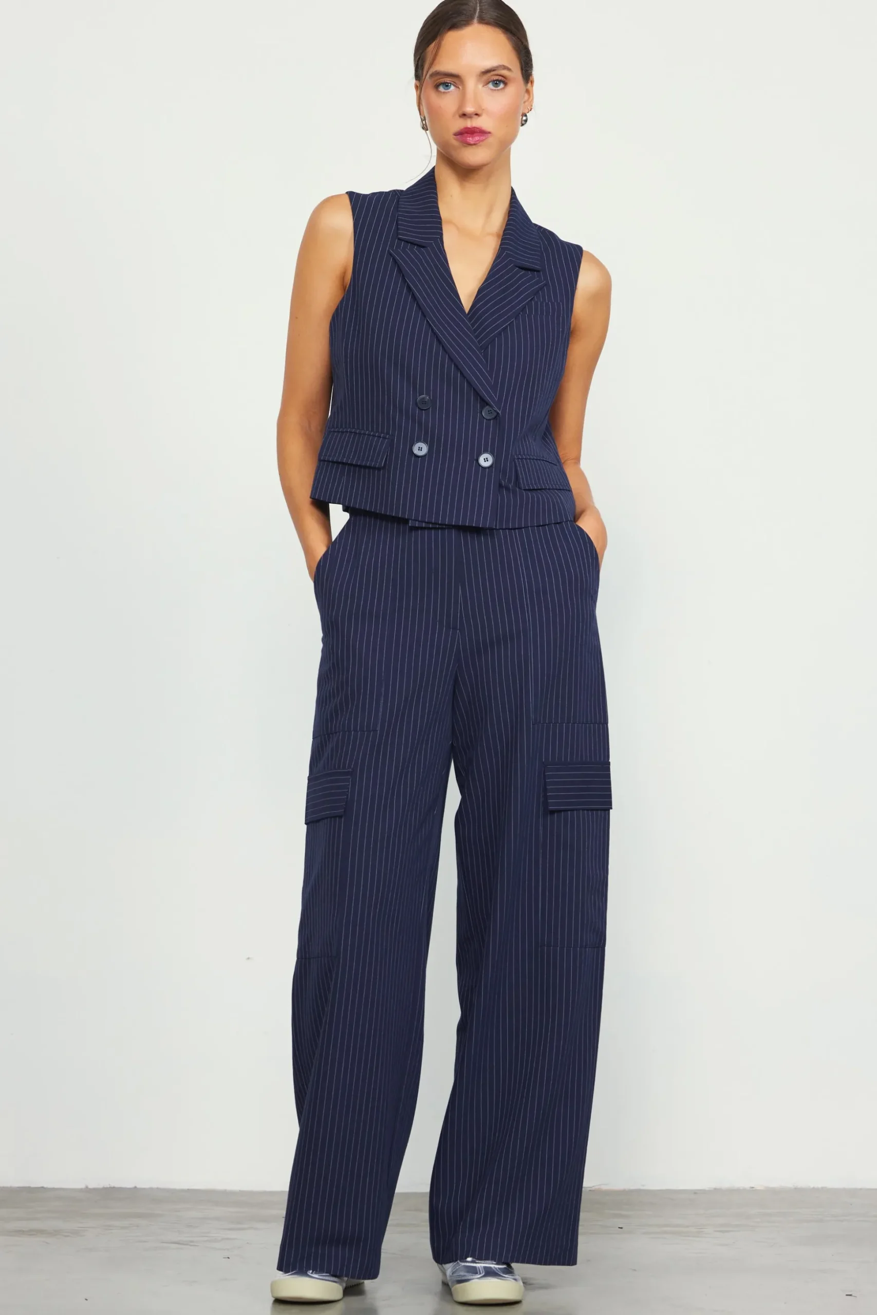 Pinstriped Double Breasted Vest