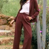 Pintuck Wide Leg Trousers