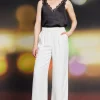 Pintuck Wide Leg Trousers