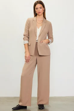 Pintuck Wide Leg Trousers