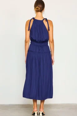 Pleated Halter Midi Dress