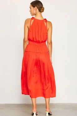 Pleated Halter Midi Dress