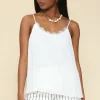 Pleated Lace Detail Cami Top