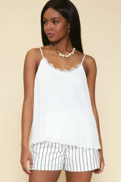 Pleated Lace Detail Cami Top