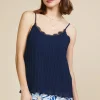 Pleated Lace Detail Cami Top