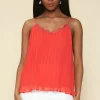 Pleated Lace Detail Cami Top