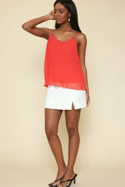 Pleated Lace Detail Cami Top