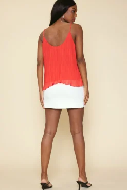 Pleated Lace Detail Cami Top