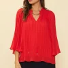 Pleated Ruffled Trim Top