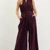 Pleated Velvet Jumpsuit