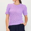 Pointelle Short Sleeve Sweater