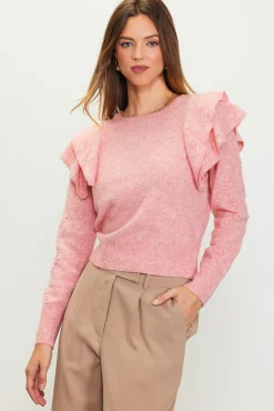 Pointelle-Knit Ruffle Sleeve Sweater