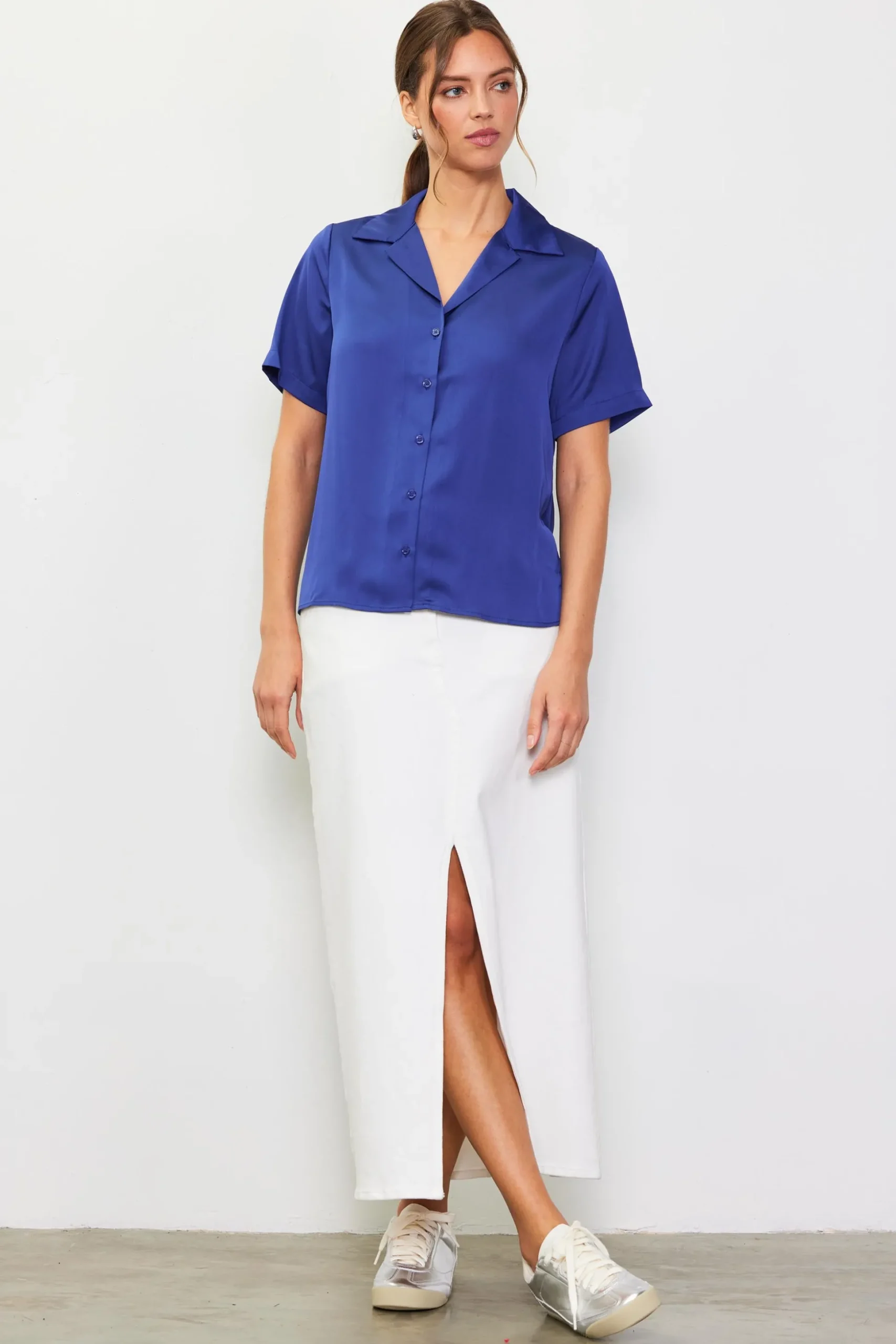 Recycled Button Down Short Sleeve Shirt