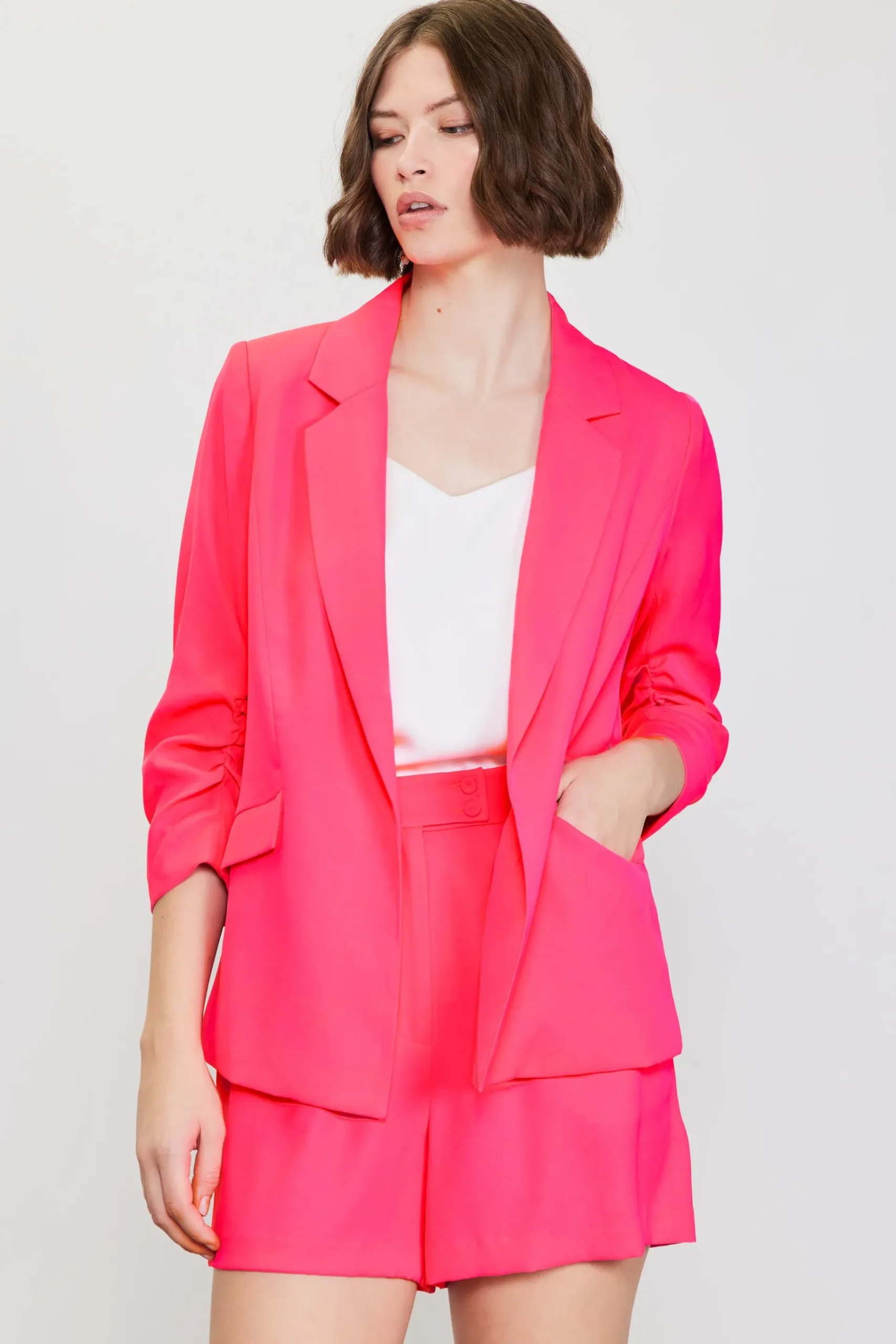 Recycled Shirred Sleeve Blazer