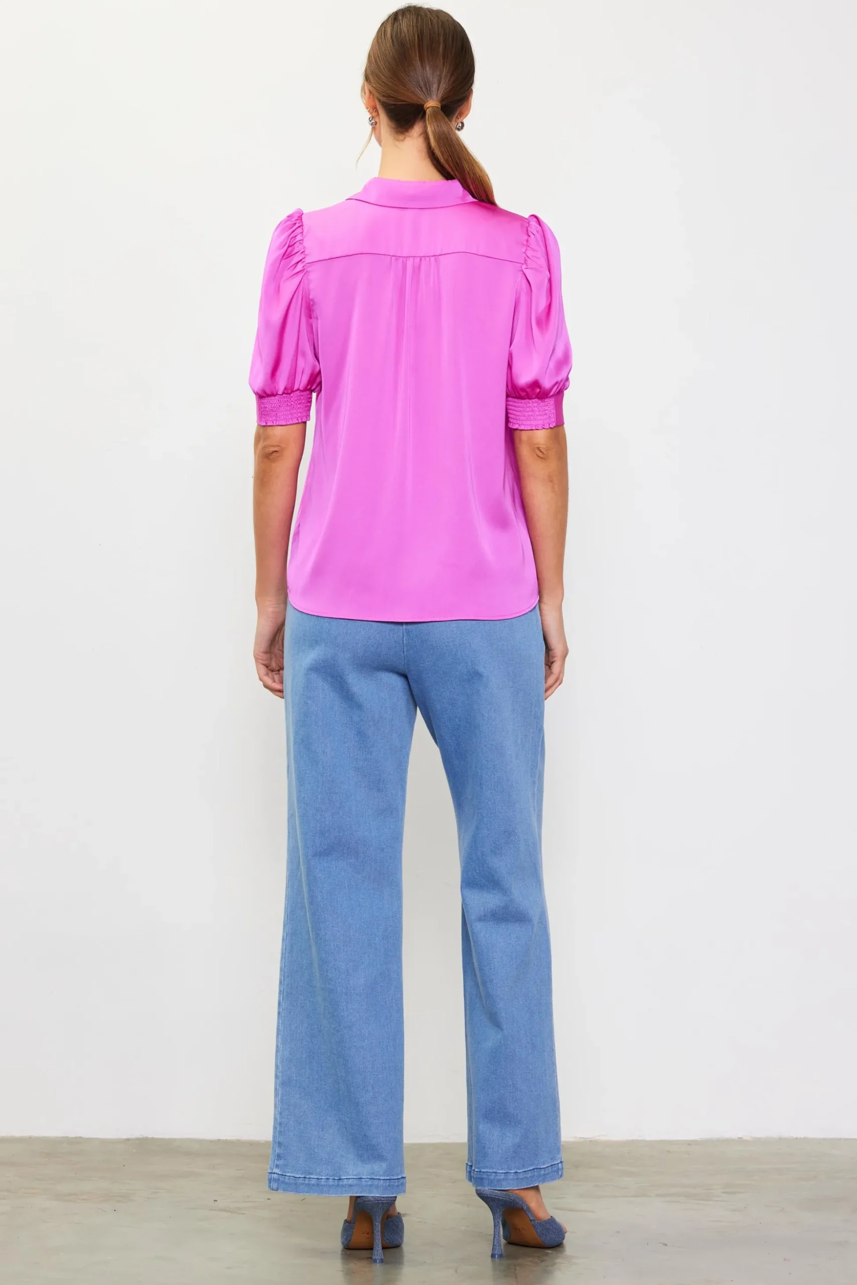 Recycled Shirred Sleeve Blouse