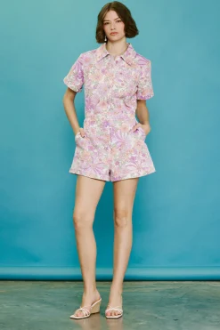 Retro Floral Collared Romper